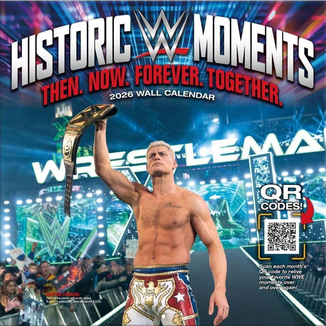 Turner WWE Historic Events 12x12 2026 Wall Calendar