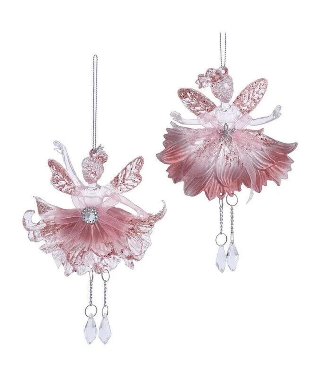 Set of 2 Fairy With Bow Dangle Ornament T3340