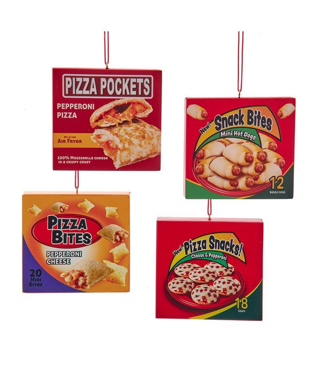 Set of 4 Pizza Box Ornaments J9241