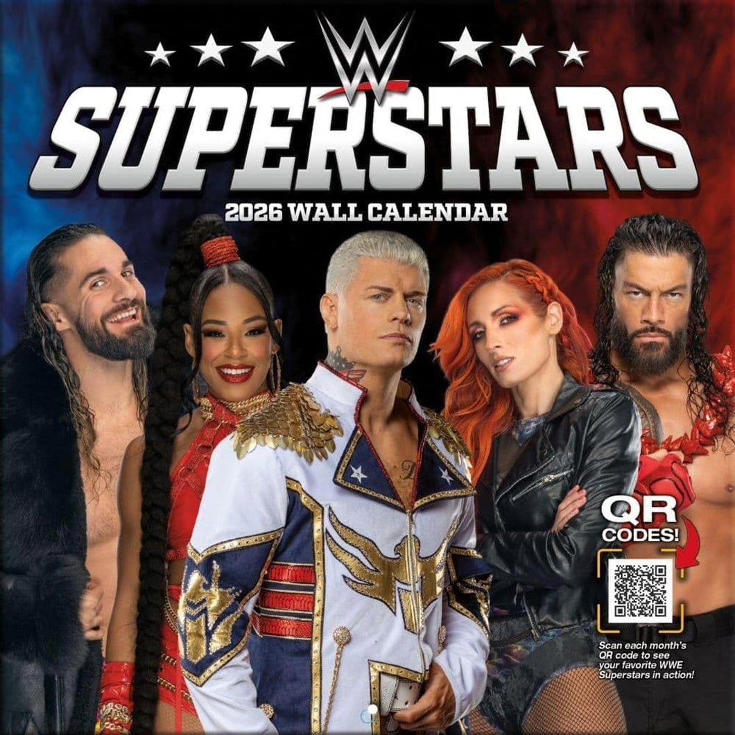 Turner WWE Superstars 2026 Mini Wall Calendar