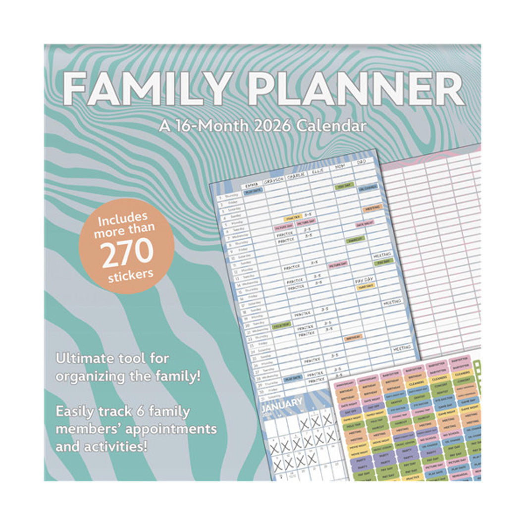 Trends International Family Planner 2026 12 x 12 Wall Calendar