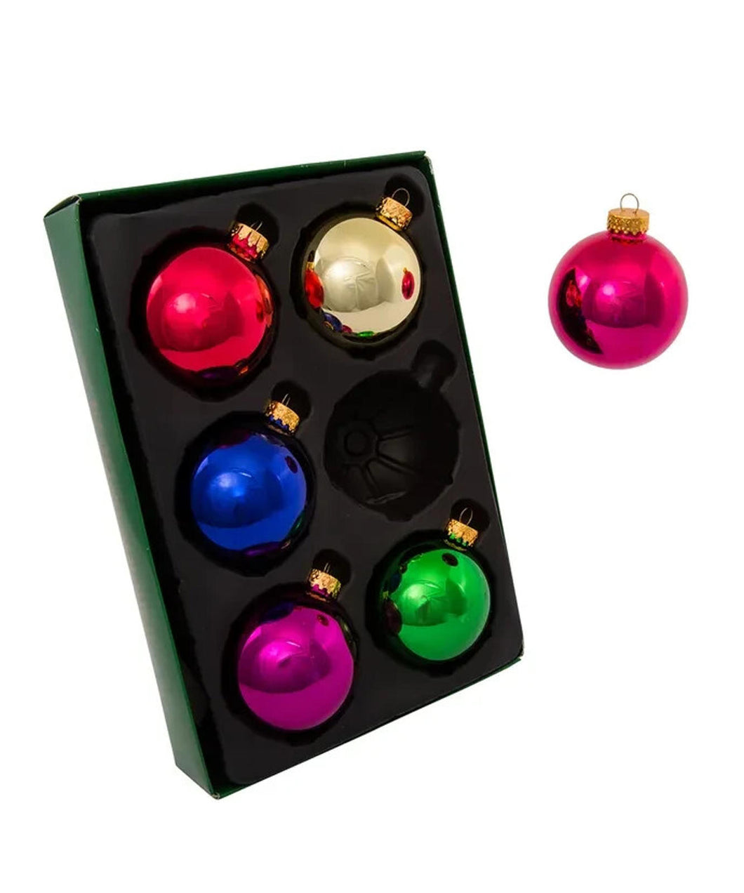 65MM Shiny Multicolored Glass Ball Ornaments, 6-Piece Box Set GG0123