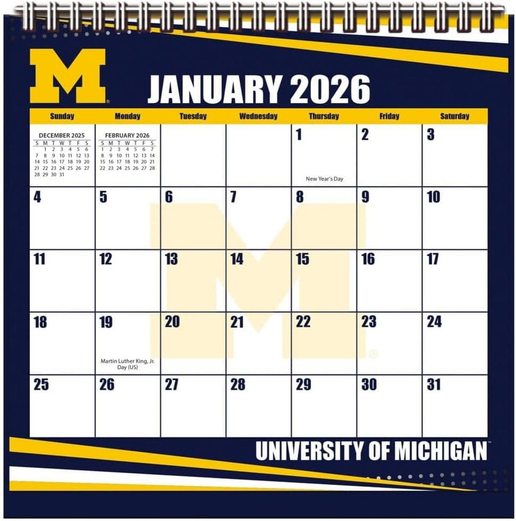 Turner Michigan Wolverines 2026 Easel Desk Calendar