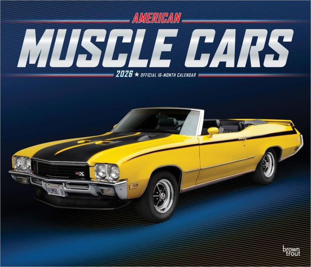Browntrout American Muscle Cars OFFICIAL 2026 14 x 12 Wall Calendar