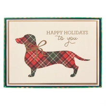 Load image into Gallery viewer, Graphique Plaid dachshund Large Classic Holiday Boxed Card 15ct
