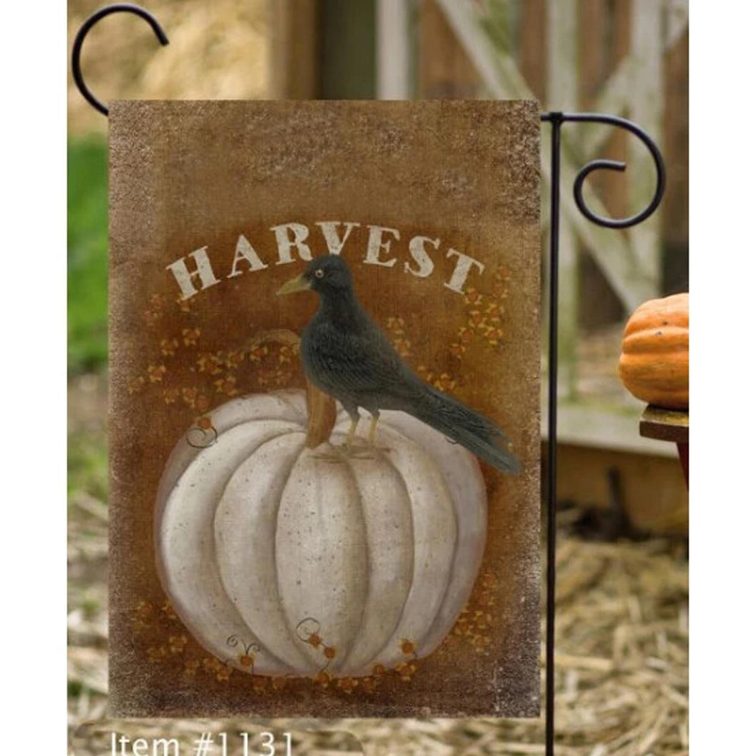 Flags Galore Harvest White Pumpkin Black Crow Garden Flag Fall