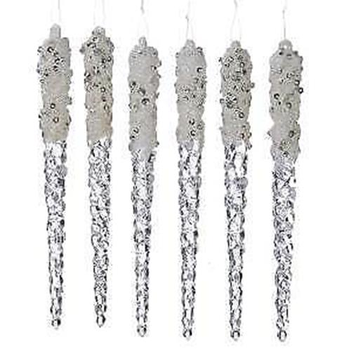 Glittered Icicles ornaments, 6-Piece Box Set H0710