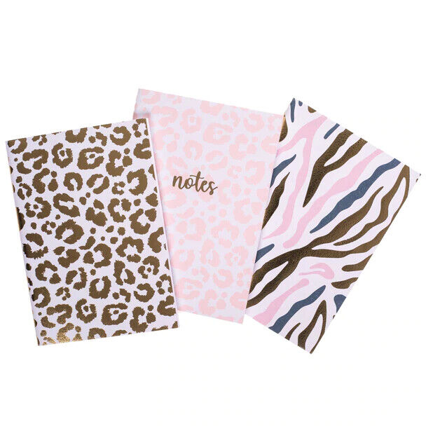 Graphique Leopard and Zebra Print Set of 3 Mini Journals