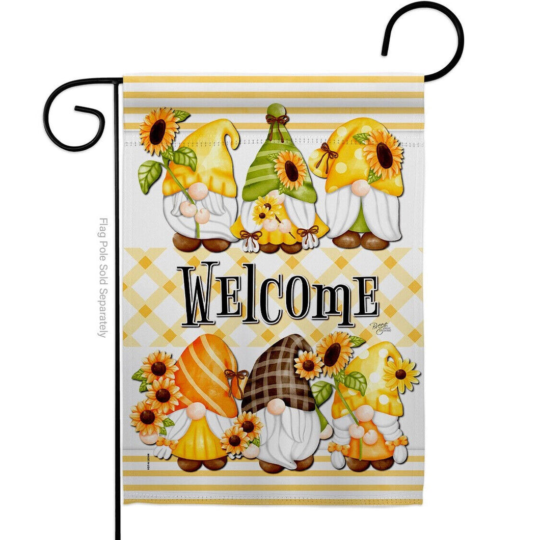 Two Group Flag Spring Gnomes Garden Floral Gnome Decor Flag