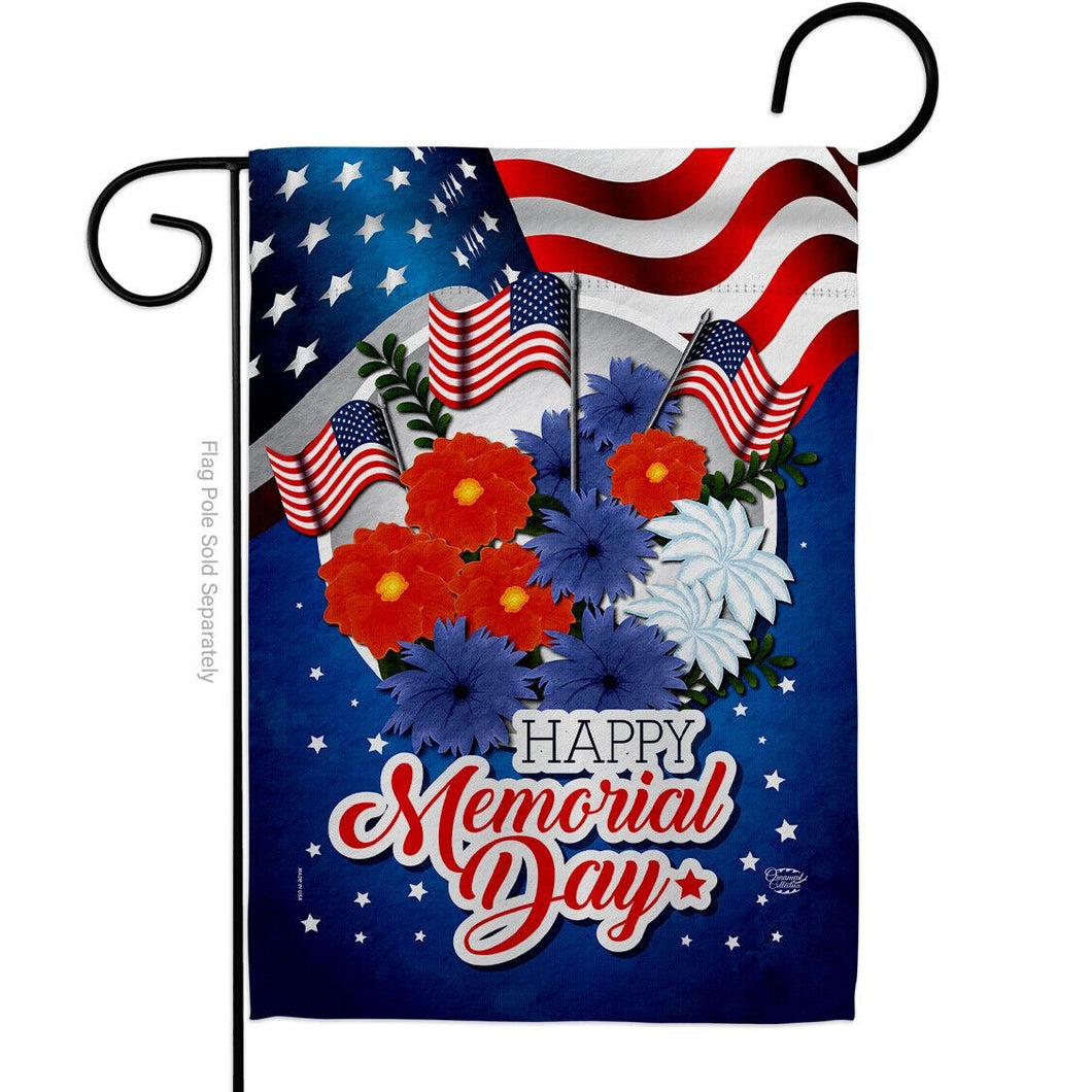 Two Group Flag Honor Memorial Day Americana Floral Decor Flag