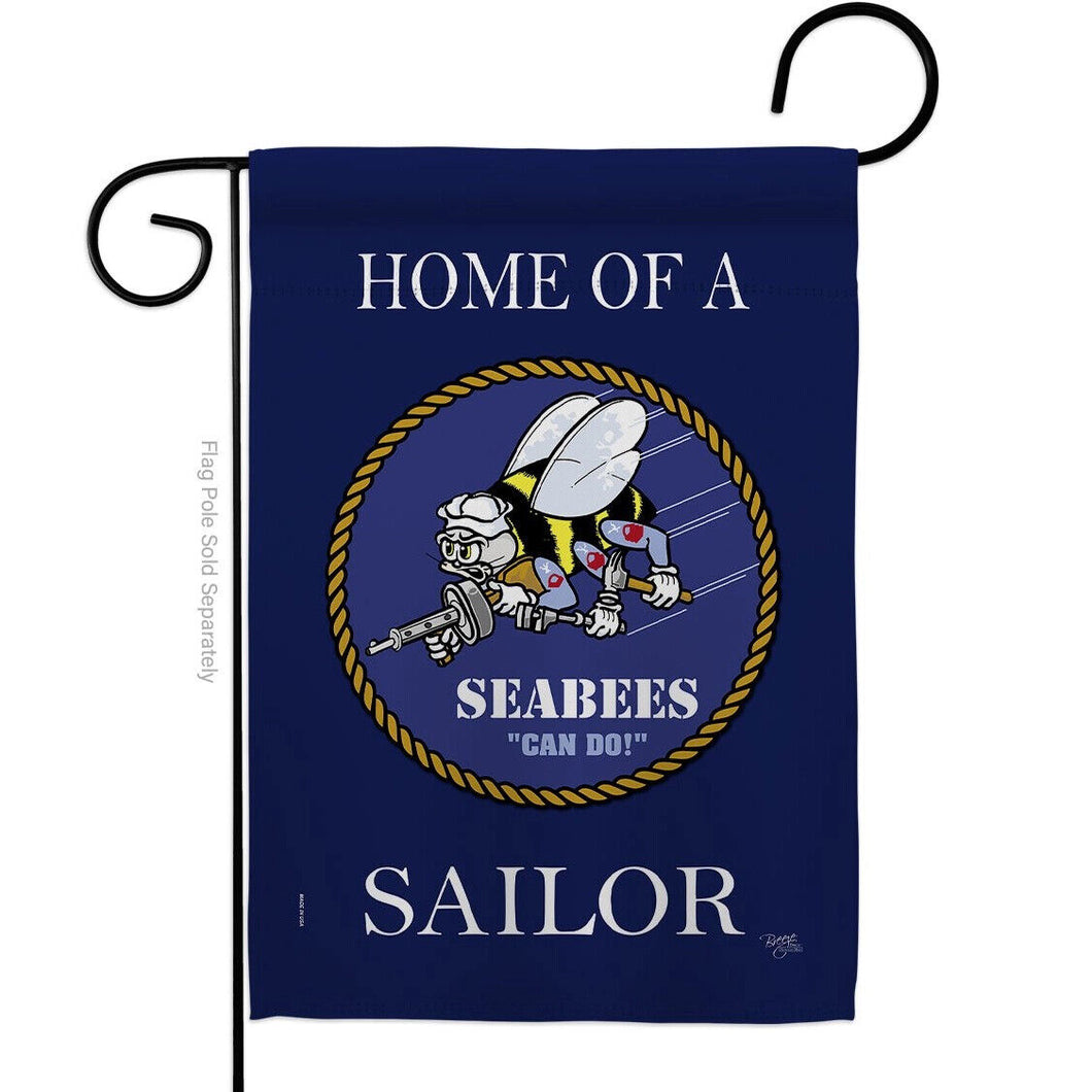 Two Group Flag Home of Seabees Sailor Armed Forces Military Navy Decor Flag