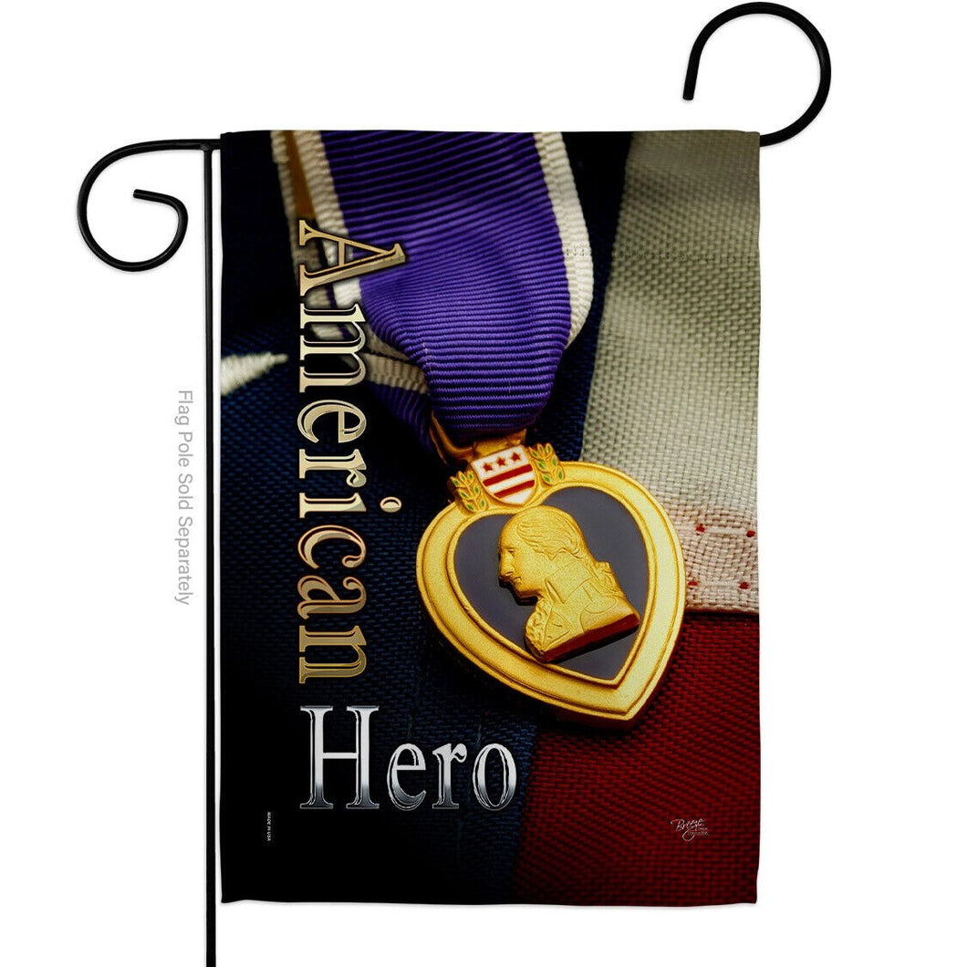 Two Group Flag Purple Heart Hero Armed Forces Military Service Decor Flag