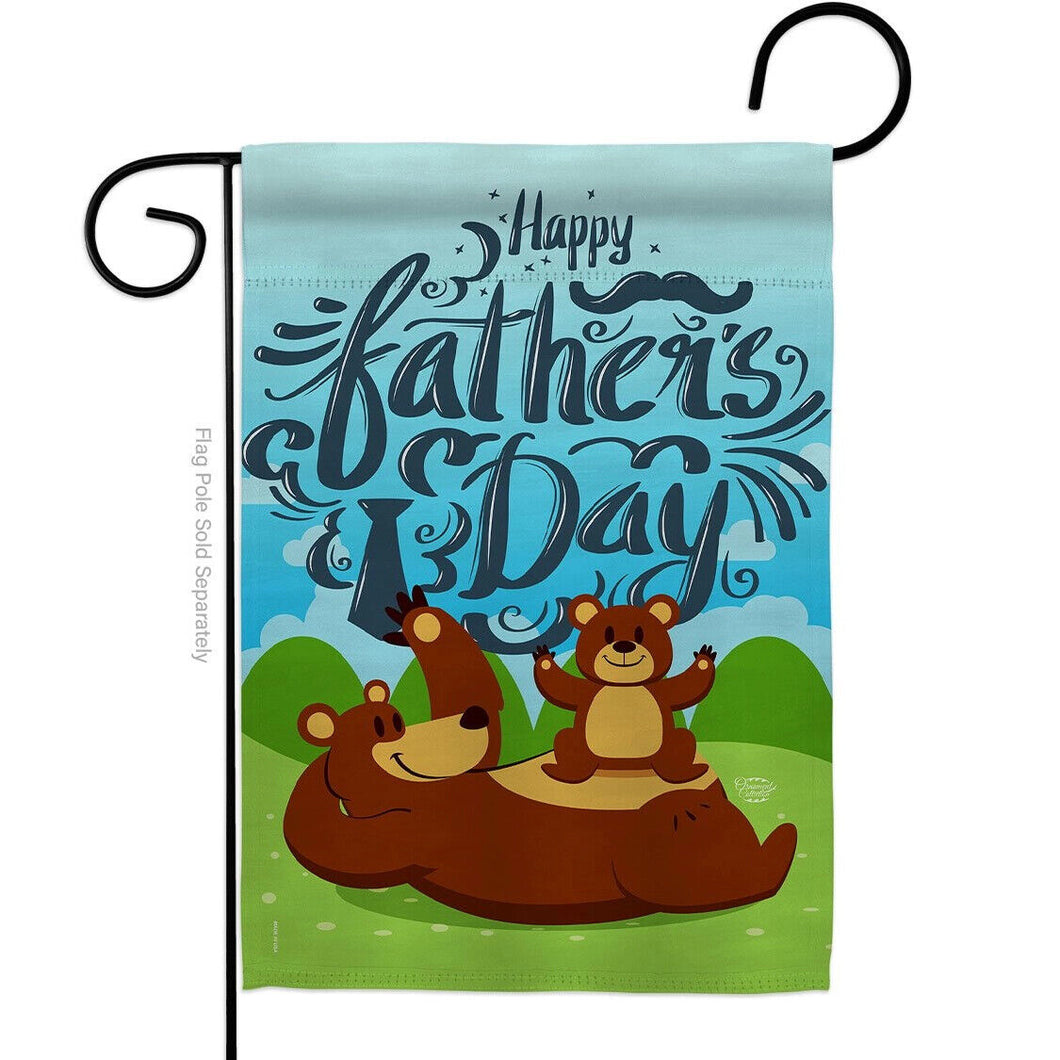 Two Group Flag Beary Happy Father's Day Family Fatherildlife Decor Flag