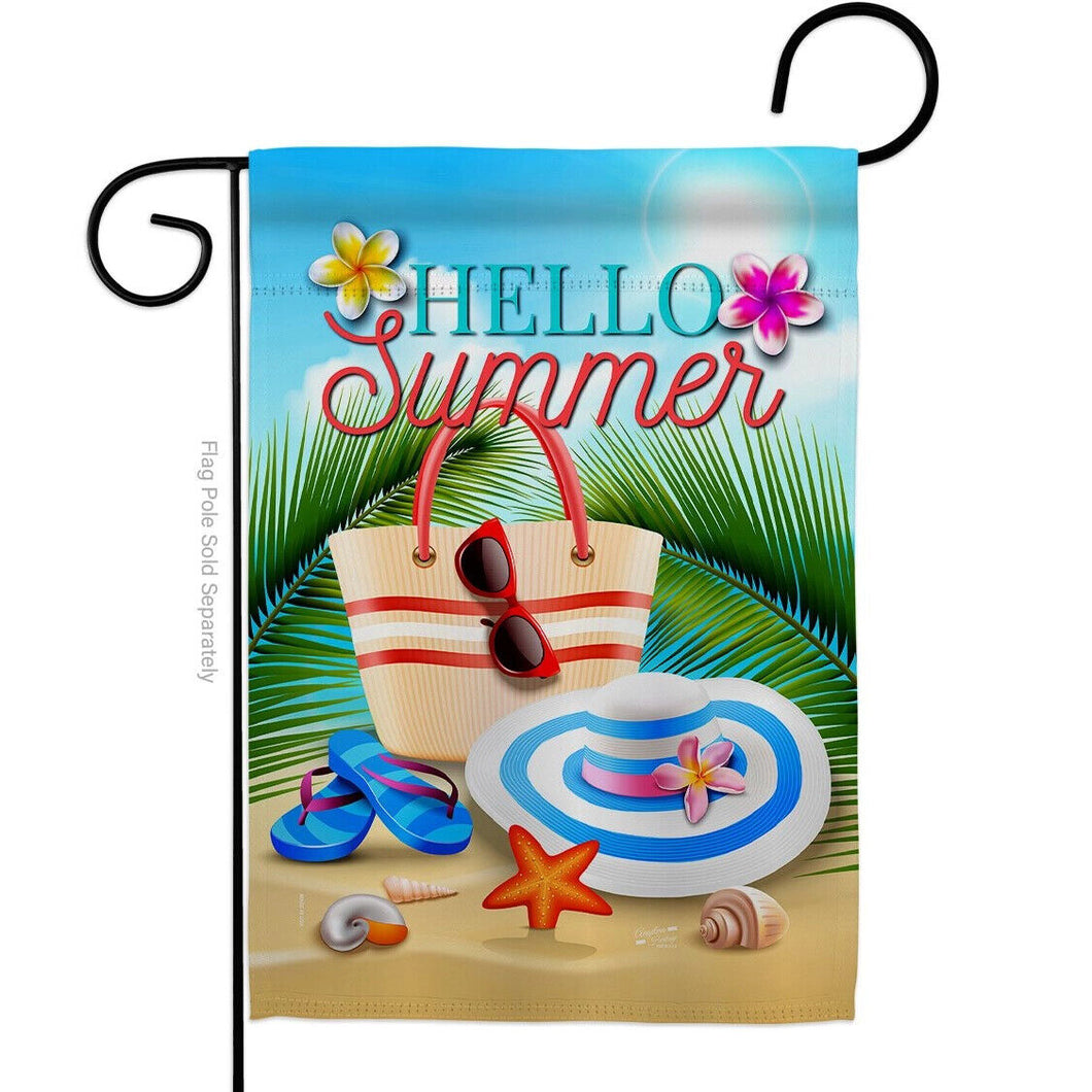 Two Group Flag Beach Summer Day Coastal Fun and Sun Decor Flag