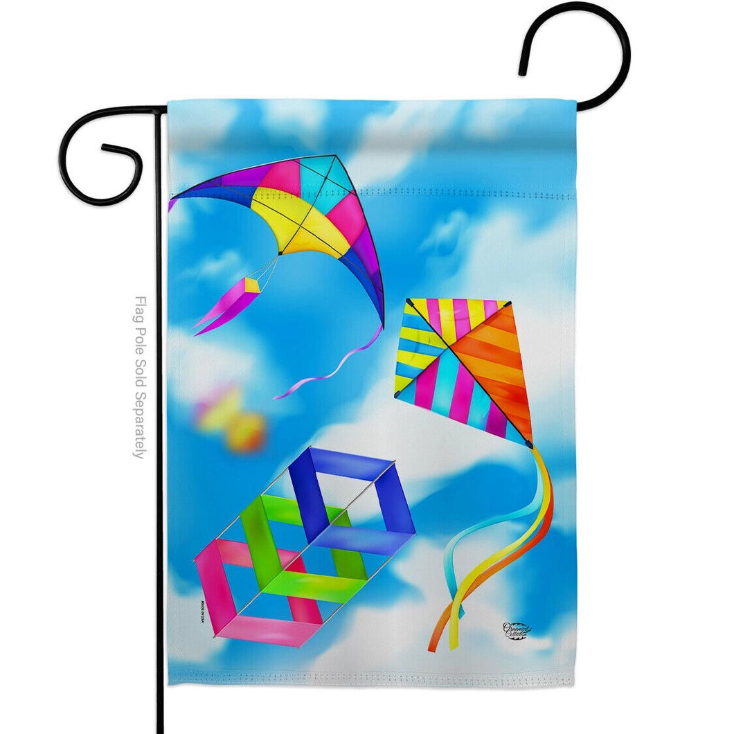 Two Group Flag Blue Sky Kites Summertime Fun and Sun Decor Flag