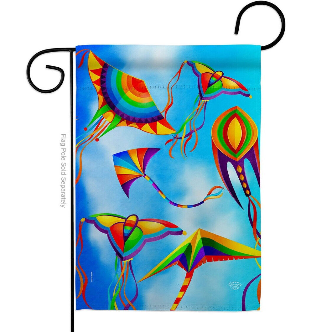 Two Group Flag Kite in Sky Summertime Fun and Sun Decor Flag