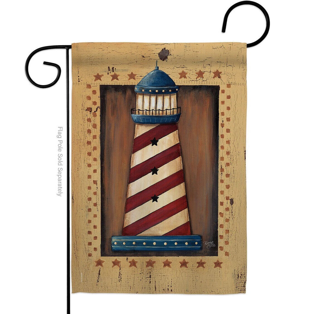 Two Group Flag Patriotic Lighthouse Coastal Nautical Decor Flag