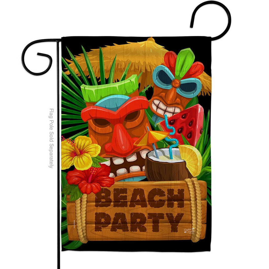 Two Group Flag Tiki Beach Party Coastal Tropical Decor Flag