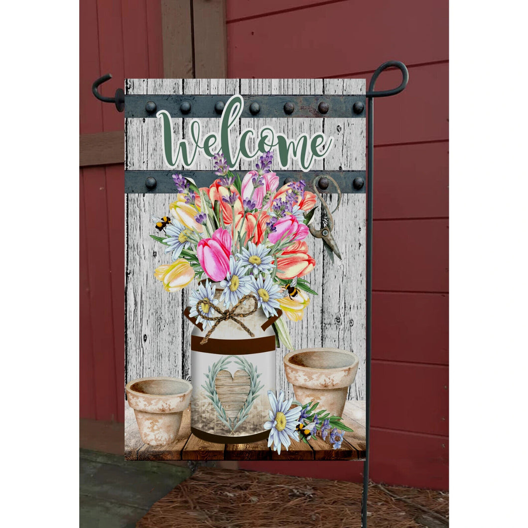 Flags Galoreelcome Milk Can Garden Flag