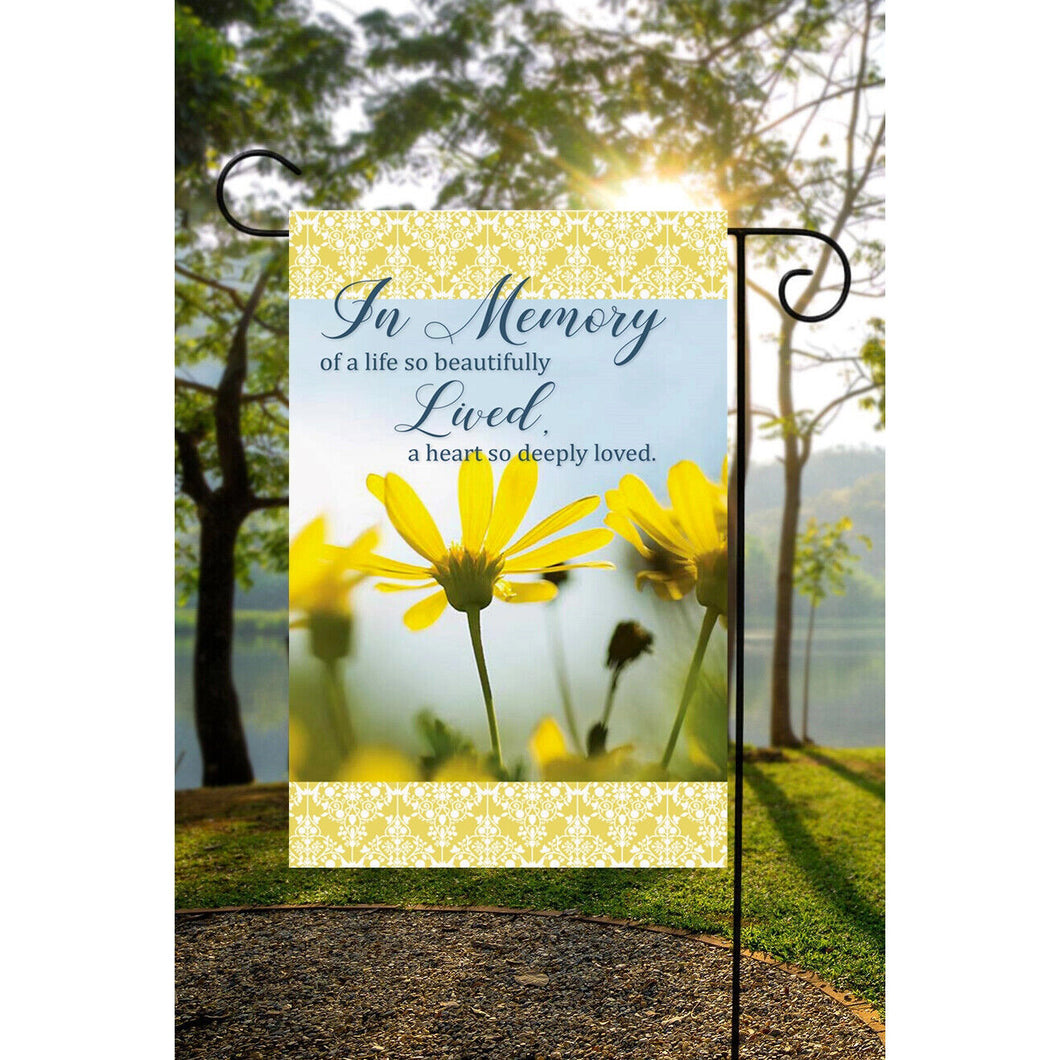 Flags Galore In Memory Beautifully Lived Yellow Garden Flag