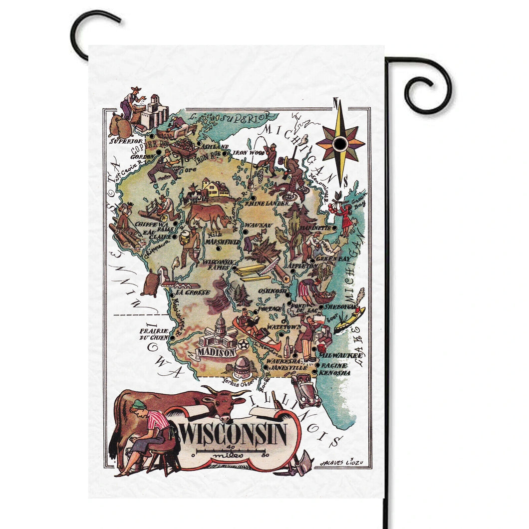 Flags Galoreisconsin Liozu Map Garden Flag