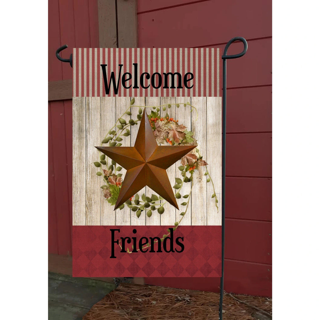 Flags Galoreelcome Friends Rusty Star Garden Flag