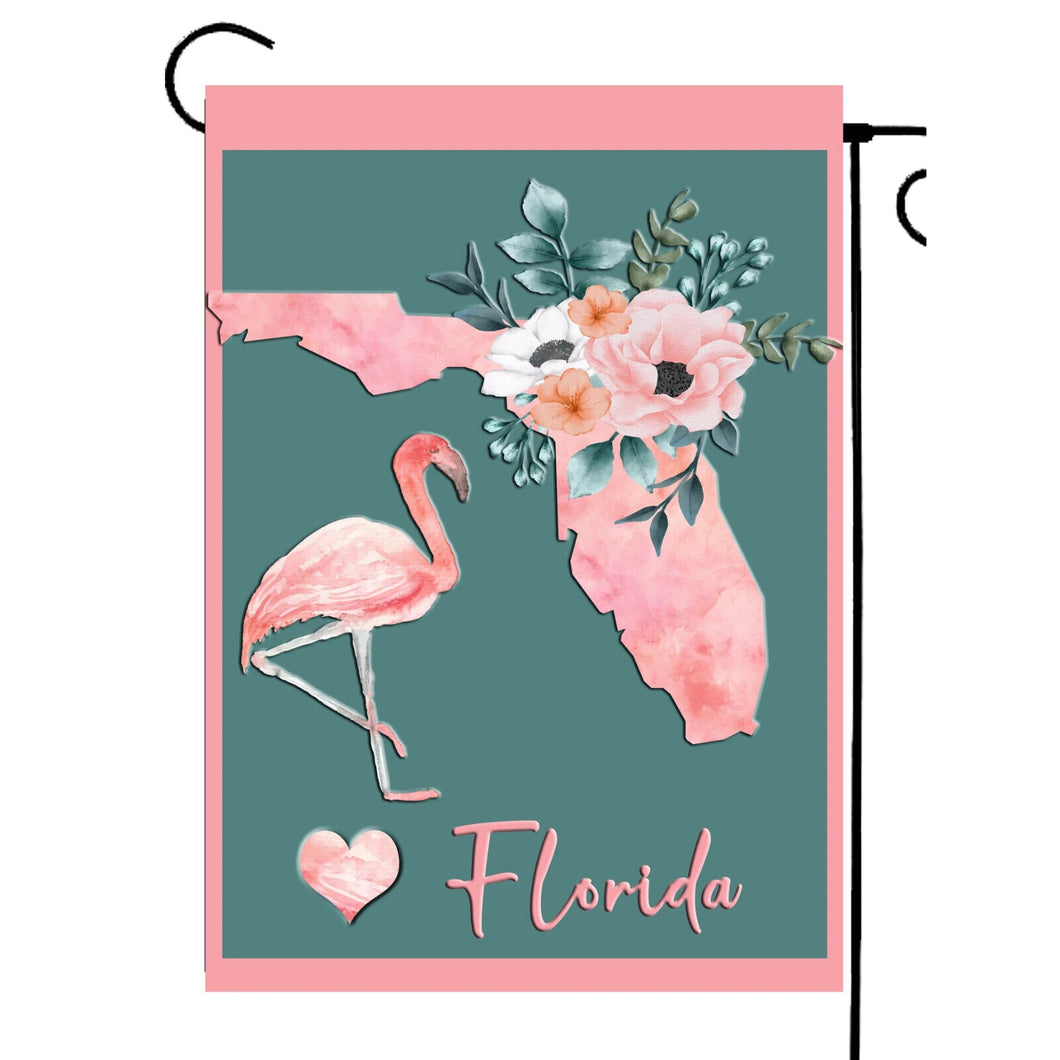 Flags Galore Florida Flamingo on Blue/green Garden Flag