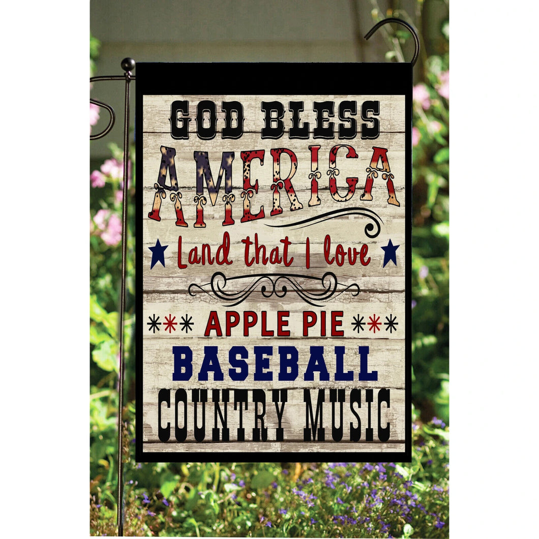 Flags Galore God Bless Baseball Country Music Garden Flag Patriotic