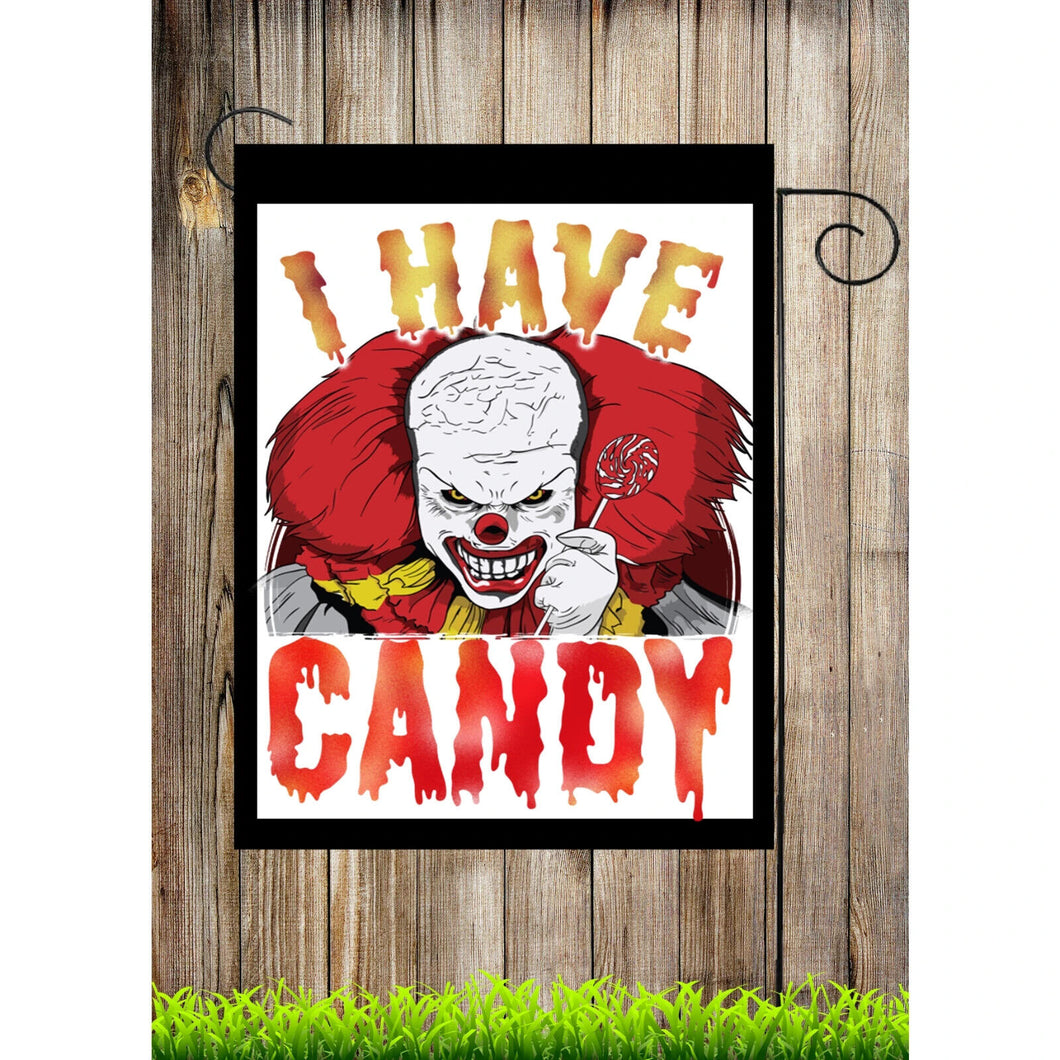 Flags Galore I Have Candy Scary Clown Garden Flag Halloween