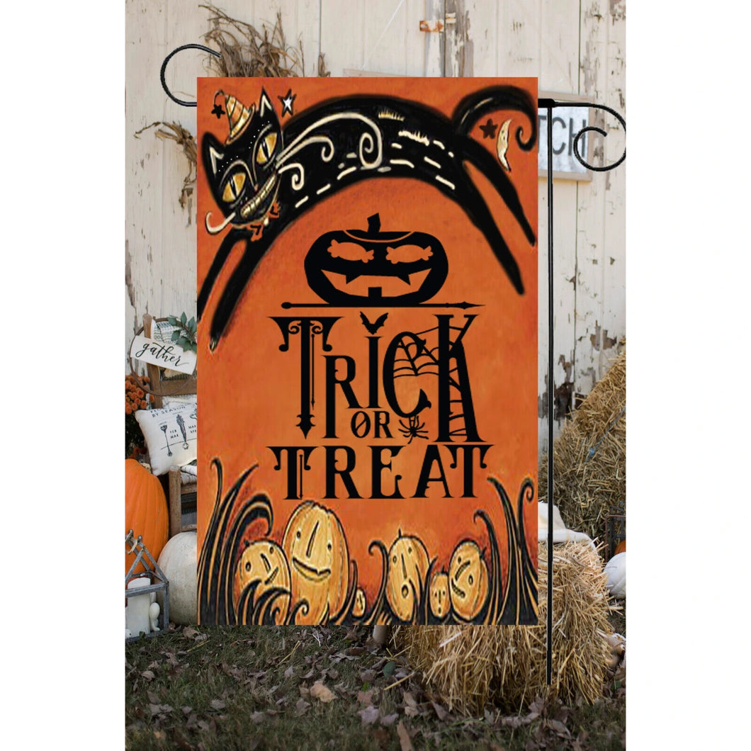 Flags Galore Black Cat Trick or Treat Garden Flag Halloween