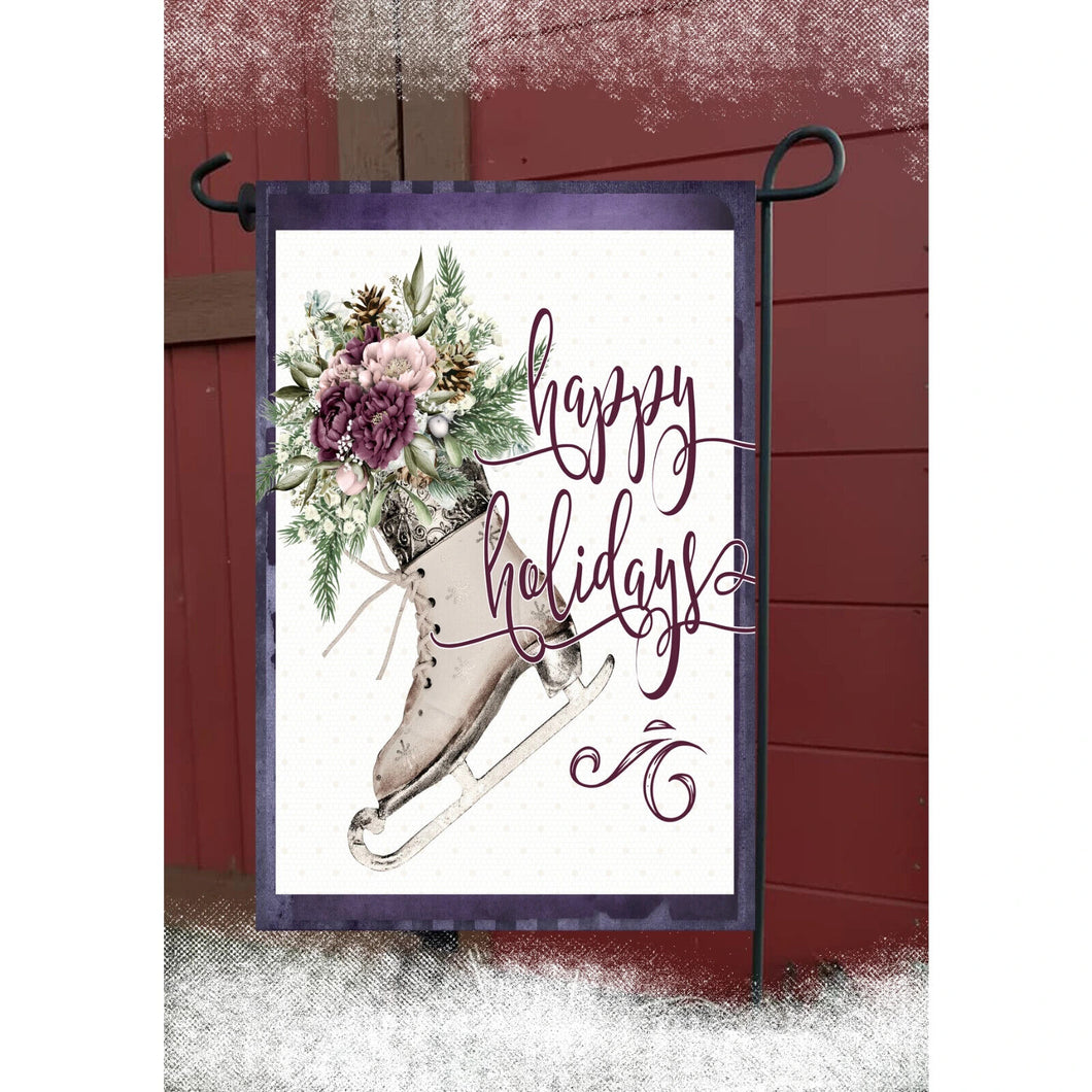 Flags Galore Happy Holidays Ice Skate Garden Flag
