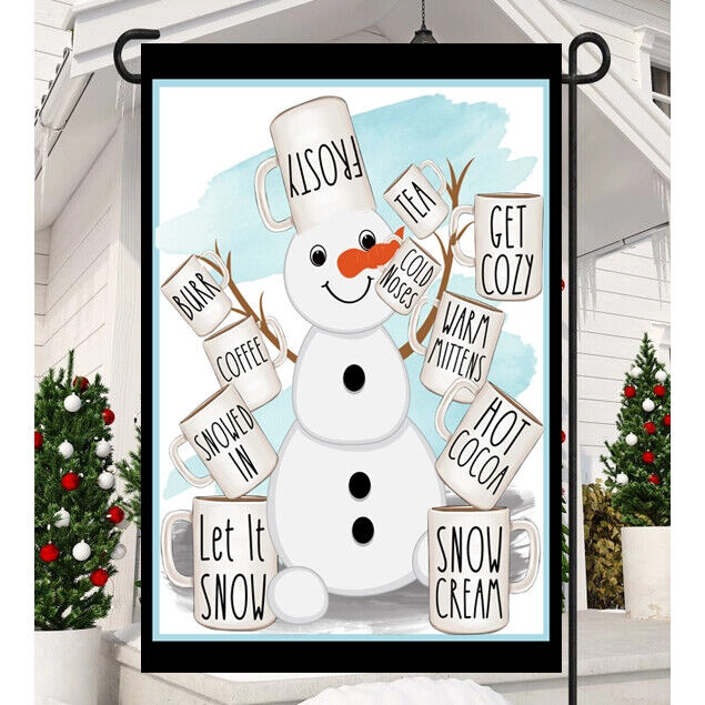 Flags Galore Snowmanith Cups Garden Flag