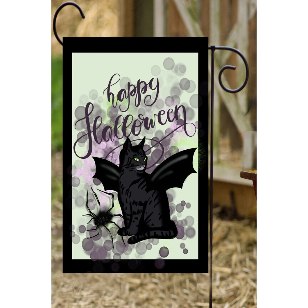 Flags Galore Black Cat Happy Halloween Garden Flag