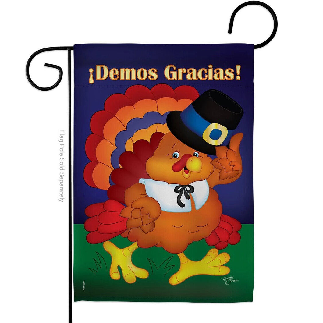 Two Group Flag ¡Demos Gracias! Falltime Thanksgiving Bird Decor Flag
