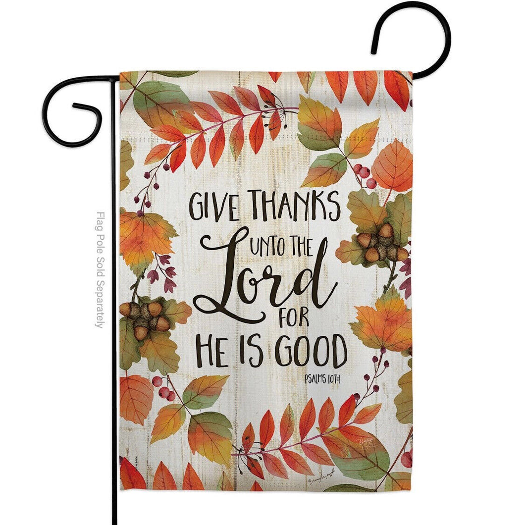 Two Group Flag Give Thanks Unto the Lord Falltime Thanksgiving Faith Flag