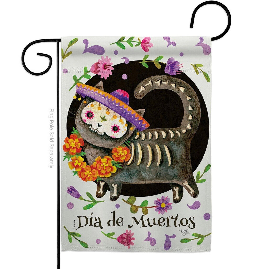 Two Group Flag Dia De Muertos Cat Falltime Day of Dead Halloween Decor Flag
