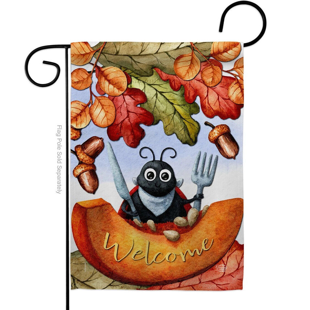Two Group Flag Hungry Ladybug Falltime Harvest Autumn Garden Friends Flag