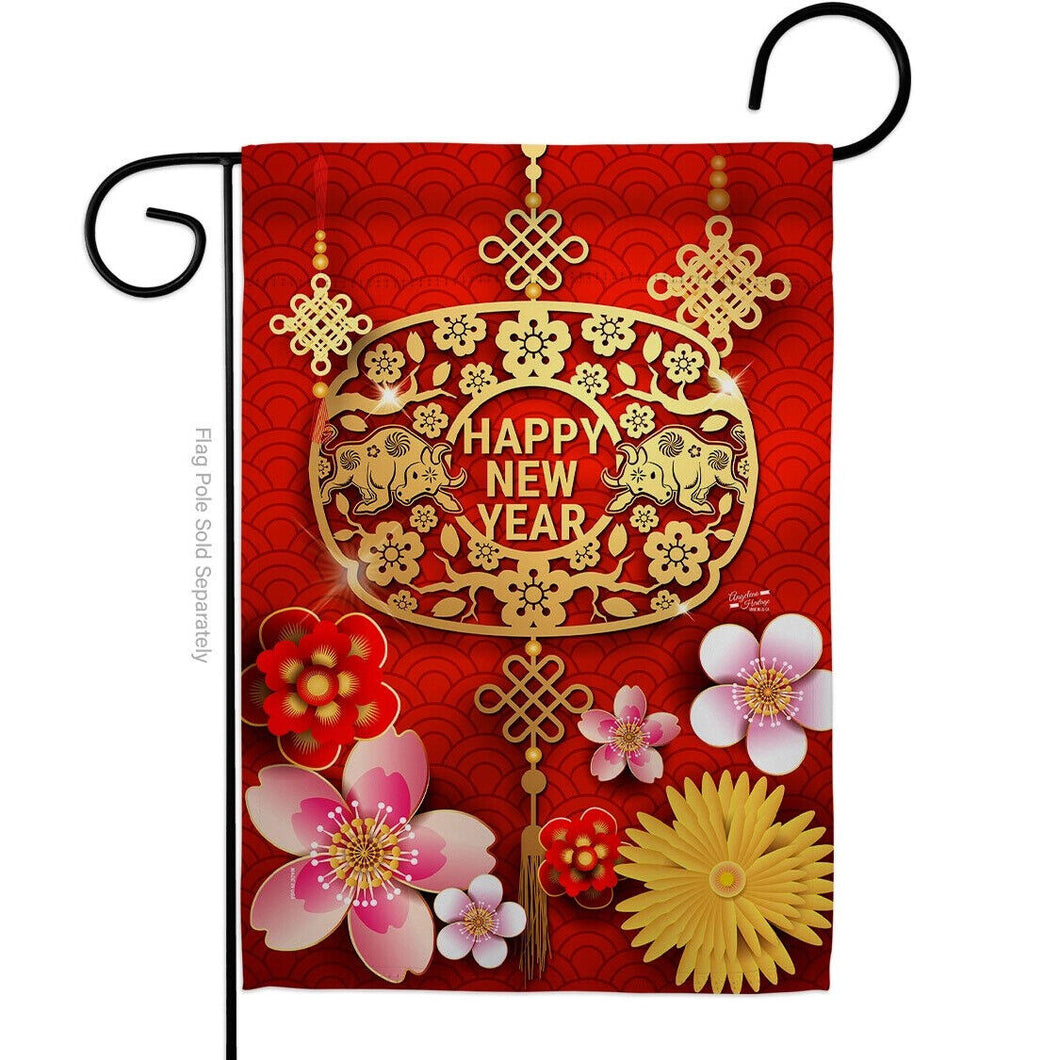 Two Group Flag Chinese Ox Year New Lunar Oriental Decor Flag