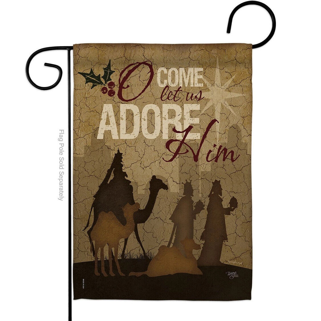 Two Group Flag Let Us Adore Himintertime Nativity Decor Flag