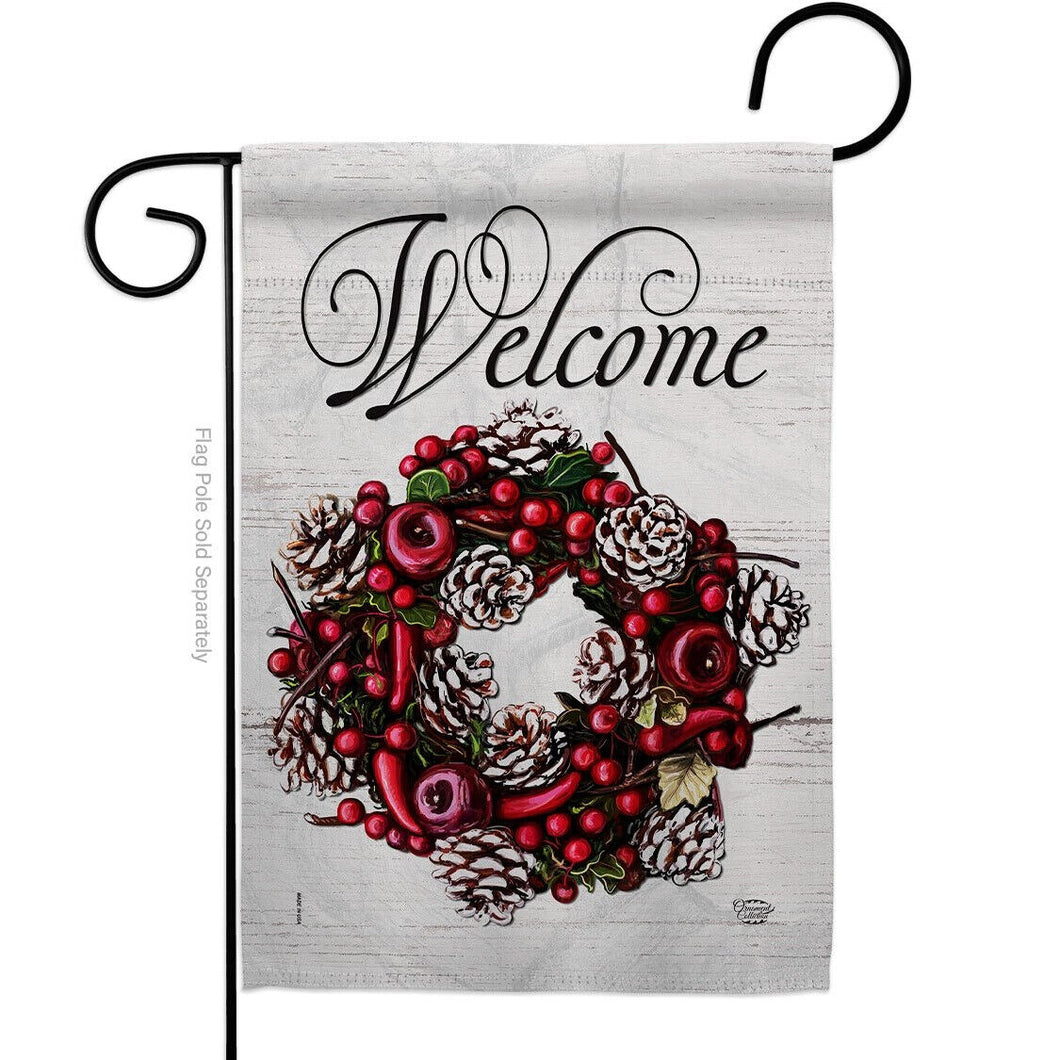 Two Group Flaginter Berriesreathintertimeonderland Decor Flag