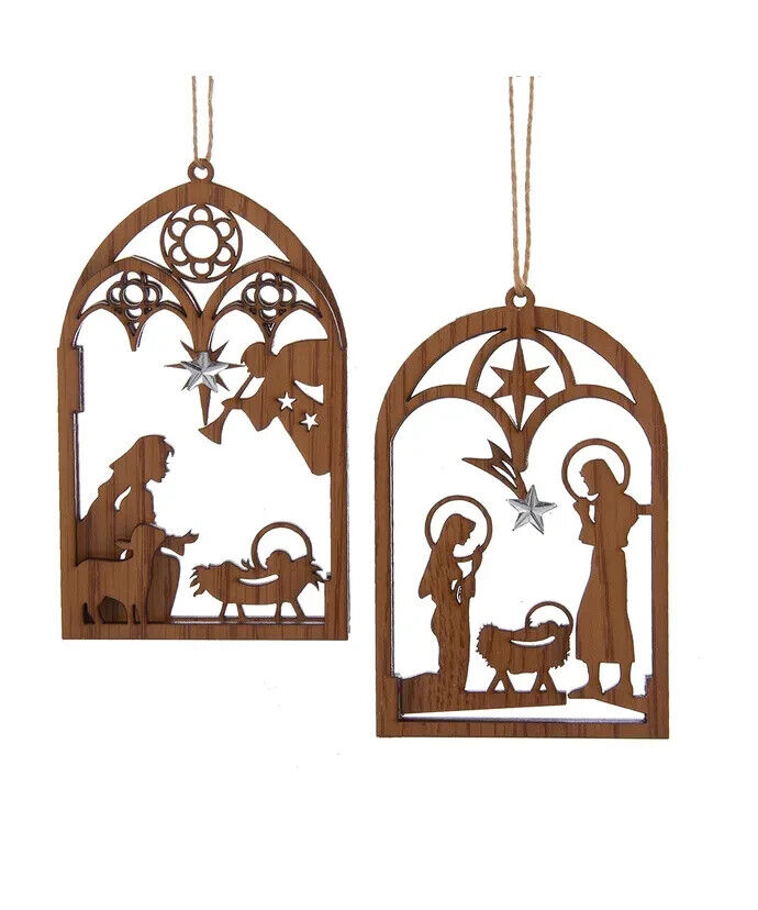 Set of 2 Wooden Nativity Ornaments   D2513