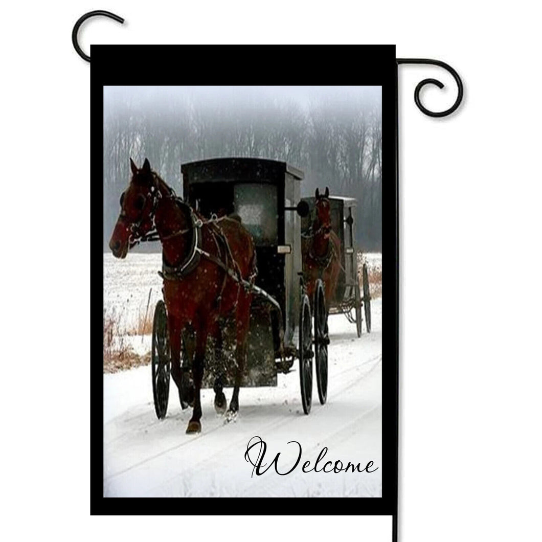 Flags Galore Amish Buggyelcome Garden Flag  Christmas
