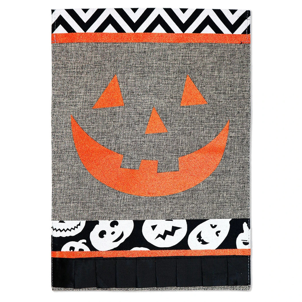 Two Group Flag Flag Jack O Lantern Burlap Halloween Garden House 2-Sided