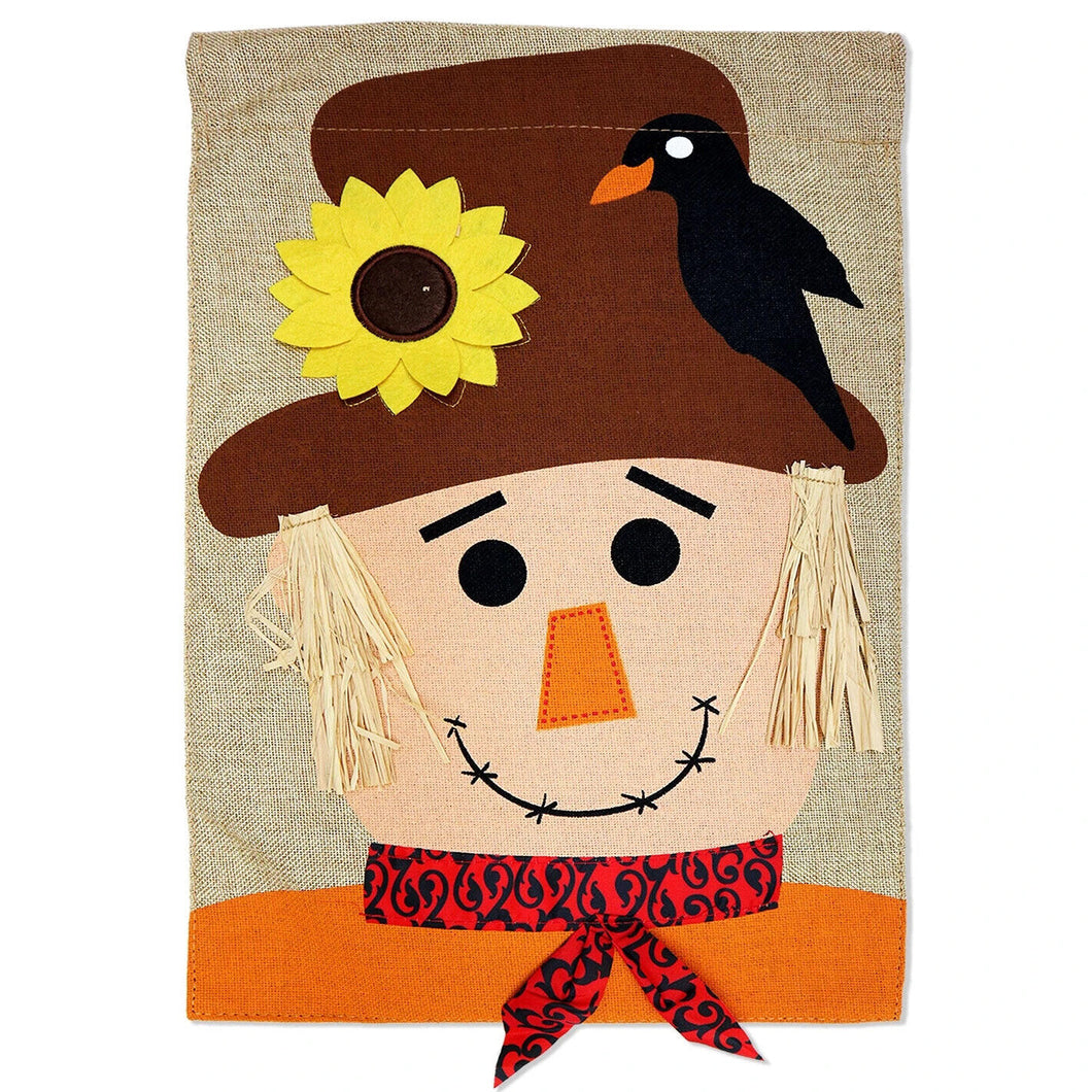 Two Group Flag Flag Happy Scarecrow Burlap Halloween Garden House 2-Sided