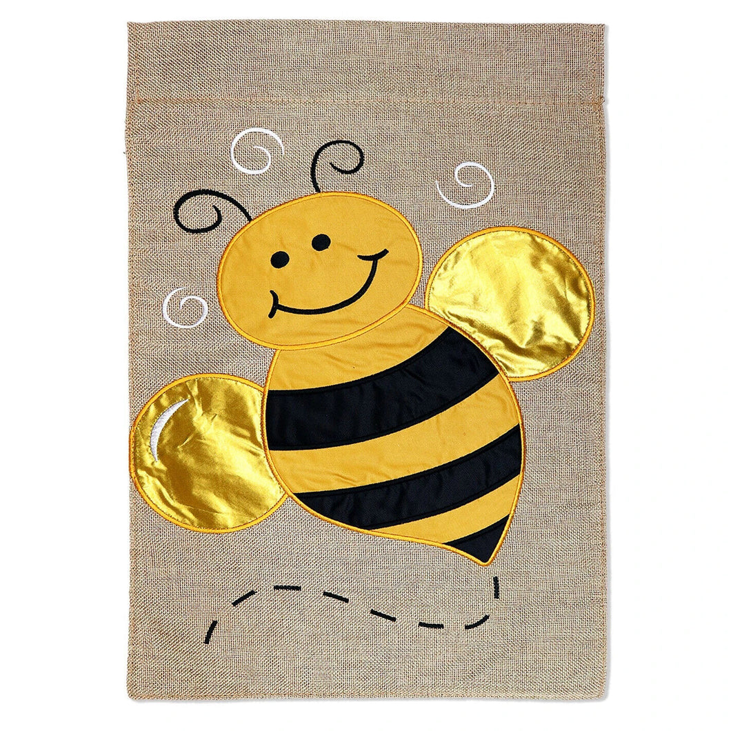 Two Group Flag Flag Happy Honey Bee Burlap Garden Friends House 2-Sided