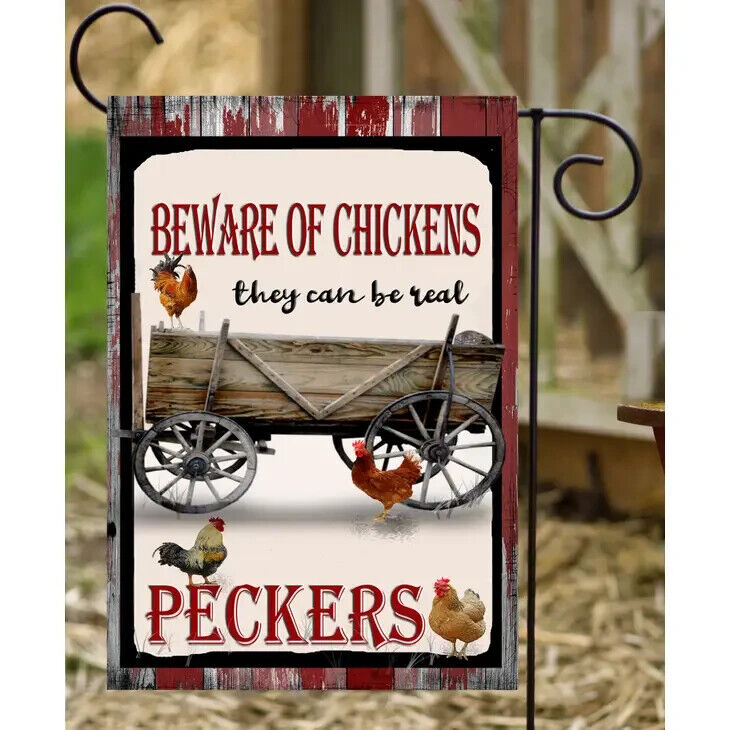 Flags Galore Beware of the Chickens Garden Flag