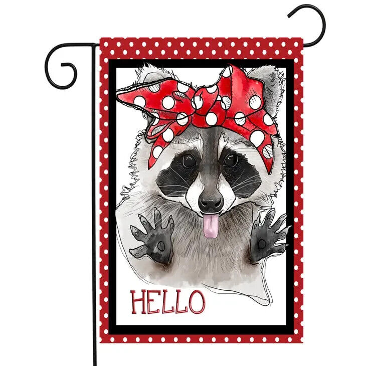 Flags Galore Hello Raccoon Bandana Garden Flag