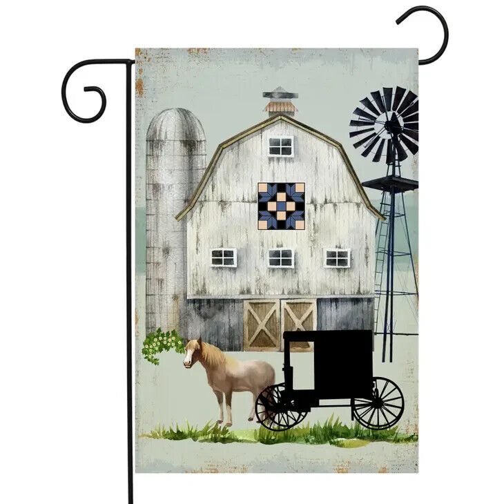 Flags Galore Barn Amish Buggy Garden Flag