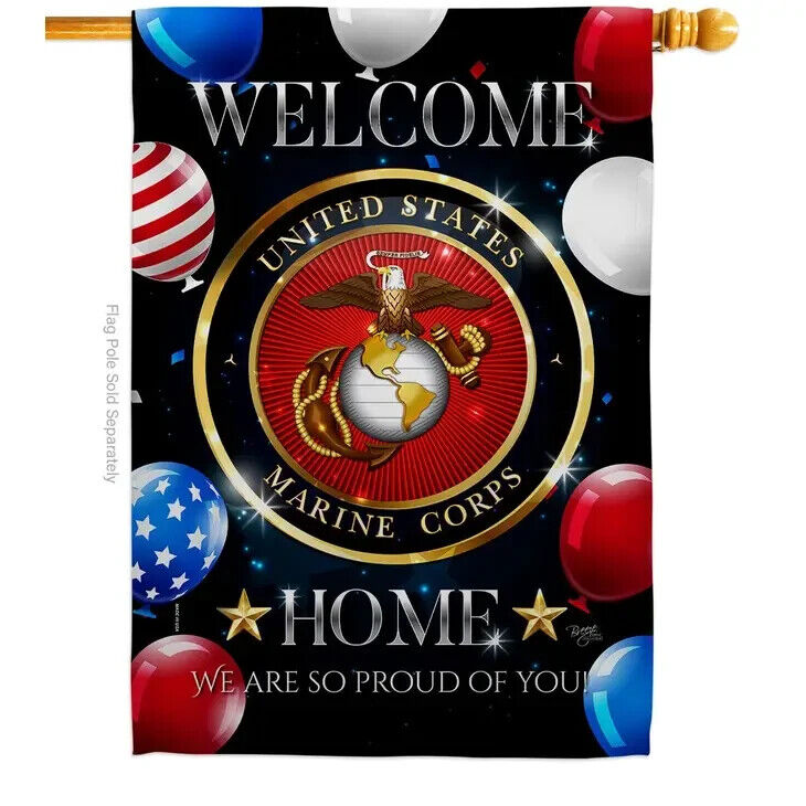 Two Group Flagselcome Home Marine Corp Armed Forces Military Corp House Flag