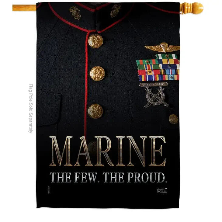 Two Group Flags Dress Blue Marine Armed Forces Military Corps Decor House Flag